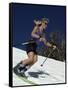 Skiing Downhill in Warm Weather Workout Gear-null-Framed Stretched Canvas