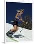 Skiing Downhill in Warm Weather Workout Gear-null-Framed Photographic Print