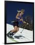 Skiing Downhill in Warm Weather Workout Gear-null-Framed Photographic Print