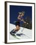 Skiing Downhill in Warm Weather Workout Gear-null-Framed Photographic Print