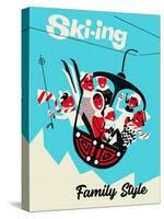 Skiing Family Style-Vintage Lavoie-Stretched Canvas