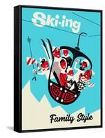 Skiing Family Style-Vintage Lavoie-Framed Stretched Canvas