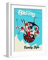 Skiing Family Style-Vintage Lavoie-Framed Giclee Print