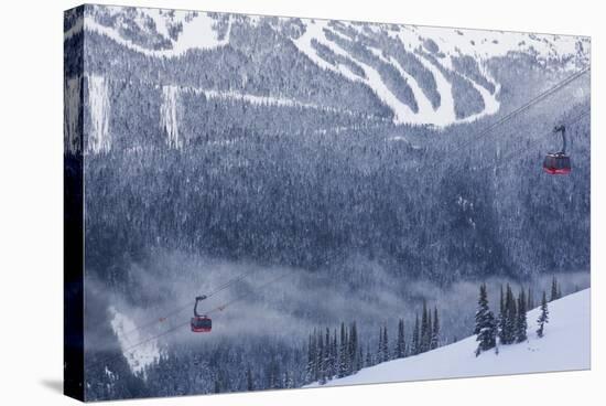 Skiing Gondola, Whistler to Blackcomb, British Columbia, Canada-Walter Bibikow-Stretched Canvas