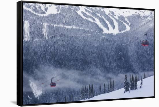Skiing Gondola, Whistler to Blackcomb, British Columbia, Canada-Walter Bibikow-Framed Stretched Canvas