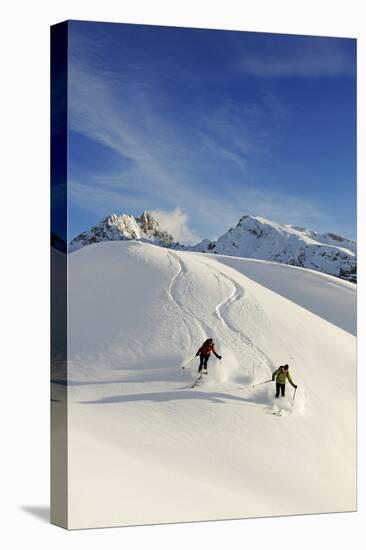 Skiing, Hohe Gaisl, Pragser Valley, Hochpustertal Valley, South Tyrol, Italy (Mr)-Norbert Eisele-Hein-Stretched Canvas