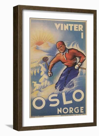 Skiing in Oslo, Norway-null-Framed Premium Giclee Print