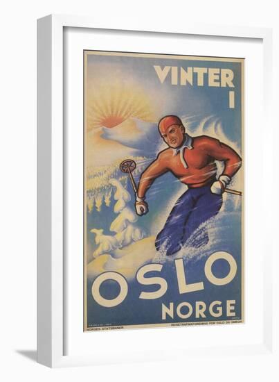 Skiing in Oslo, Norway-null-Framed Premium Giclee Print