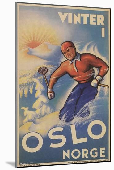 Skiing in Oslo, Norway-null-Mounted Premium Giclee Print