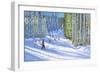 Skiing in Samoens ,France,2019,(oil on canvas)-Andrew Macara-Framed Giclee Print