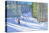 Skiing in Samoens ,France,2019,(oil on canvas)-Andrew Macara-Stretched Canvas