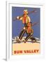 Skiing in Sun Valley, Idaho, Graphics-null-Framed Art Print