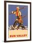 Skiing in Sun Valley, Idaho, Graphics-null-Framed Art Print