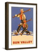 Skiing in Sun Valley, Idaho, Graphics-null-Framed Art Print