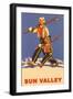 Skiing in Sun Valley, Idaho, Graphics-null-Framed Art Print