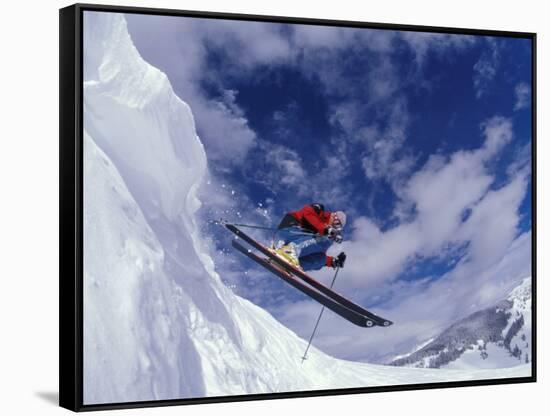 Skiing in Vail, Colorado, USA-Lee Kopfler-Framed Stretched Canvas