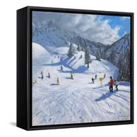 Skiing,Kitzbhuel, 2014-Andrew Macara-Framed Stretched Canvas