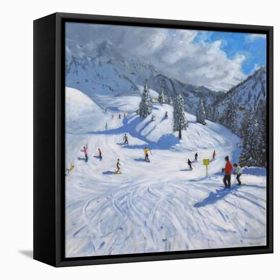 Skiing,Kitzbhuel, 2014-Andrew Macara-Framed Stretched Canvas