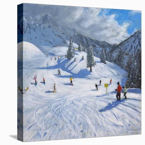 Skiing,Kitzbhuel, 2014-Andrew Macara-Stretched Canvas