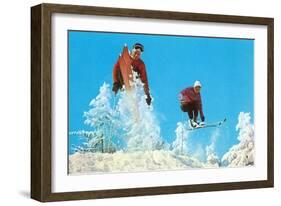 Skiing Moguls-null-Framed Art Print