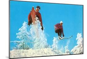 Skiing Moguls-null-Mounted Art Print
