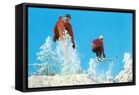 Skiing Moguls-null-Framed Stretched Canvas