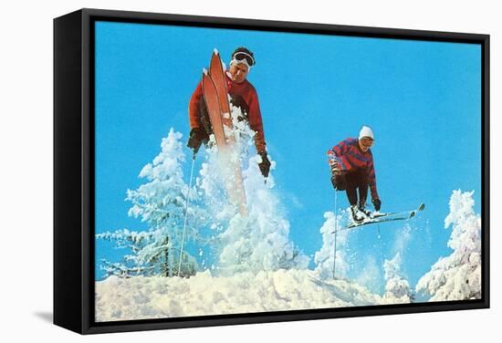 Skiing Moguls-null-Framed Stretched Canvas