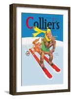 Skiing Monkeys-Lawson Wood-Framed Art Print