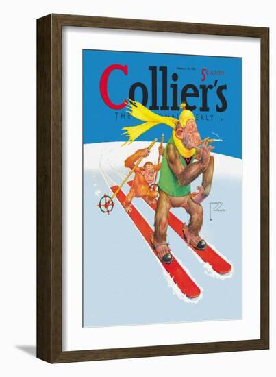 Skiing Monkeys-Lawson Wood-Framed Art Print