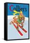 Skiing Monkeys-Lawson Wood-Framed Stretched Canvas