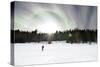 Skiing on a Contrasty Dramatic Day, Winter Landscape Looking into the Sun-leaf-Stretched Canvas