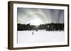 Skiing on a Contrasty Dramatic Day, Winter Landscape Looking into the Sun-leaf-Framed Photographic Print