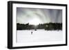 Skiing on a Contrasty Dramatic Day, Winter Landscape Looking into the Sun-leaf-Framed Photographic Print