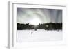 Skiing on a Contrasty Dramatic Day, Winter Landscape Looking into the Sun-leaf-Framed Photographic Print