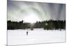 Skiing on a Contrasty Dramatic Day, Winter Landscape Looking into the Sun-leaf-Mounted Photographic Print