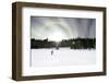 Skiing on a Contrasty Dramatic Day, Winter Landscape Looking into the Sun-leaf-Framed Photographic Print