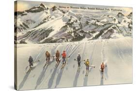 Skiing on Mazama Ridge, Mt. Rainier, Washington-null-Stretched Canvas