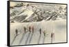 Skiing on Mazama Ridge, Mt. Rainier, Washington-null-Framed Stretched Canvas