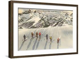 Skiing on Mazama Ridge, Mt. Rainier, Washington-null-Framed Art Print