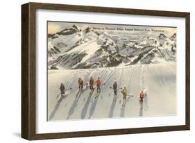 Skiing on Mazama Ridge, Mt. Rainier, Washington-null-Framed Art Print