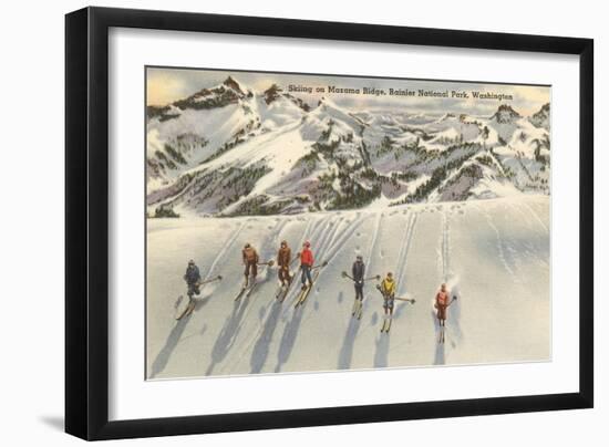 Skiing on Mazama Ridge, Mt. Rainier, Washington-null-Framed Art Print