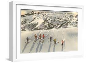 Skiing on Mazama Ridge, Mt. Rainier, Washington-null-Framed Art Print