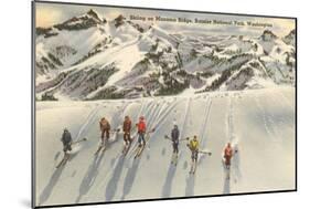 Skiing on Mazama Ridge, Mt. Rainier, Washington-null-Mounted Art Print