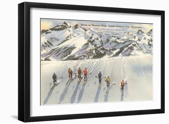 Skiing on Mazama Ridge, Rainier National Park, Washington-null-Framed Art Print