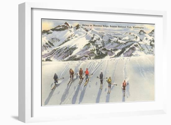 Skiing on Mazama Ridge, Rainier National Park, Washington-null-Framed Art Print