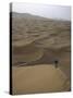 Skiing on Sanddunes, Morocco-Michael Brown-Stretched Canvas