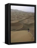 Skiing on Sanddunes, Morocco-Michael Brown-Framed Stretched Canvas