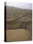 Skiing on Sanddunes, Morocco-Michael Brown-Stretched Canvas