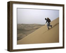 Skiing on Sanddunes, Morocco-Michael Brown-Framed Photographic Print