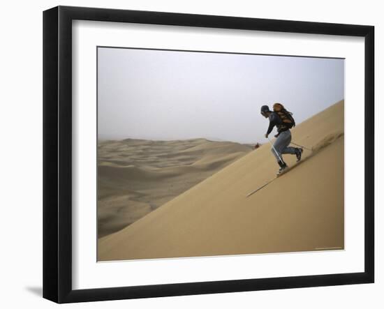 Skiing on Sanddunes, Morocco-Michael Brown-Framed Photographic Print